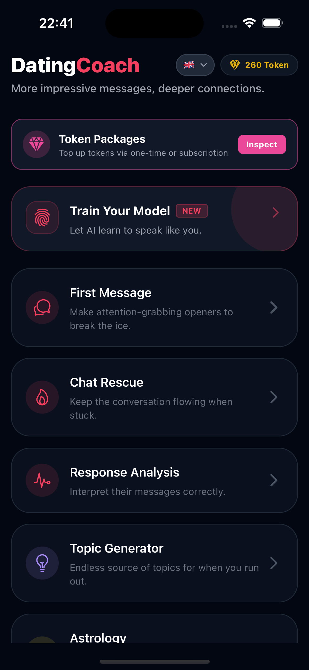 Rizz chat screen center
